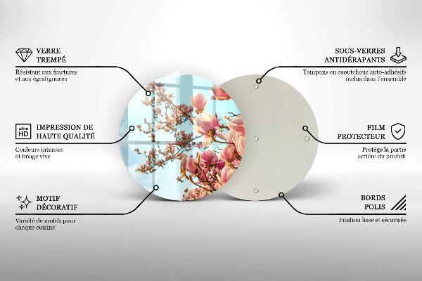 De vidrio templado Árbol de flores rosadas