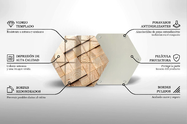 Tabla de cortar de vidrio Cuadrados de madera