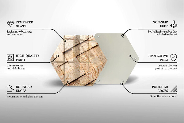 Tabla de cortar de vidrio Cuadrados de madera