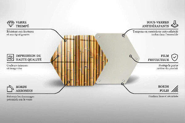 Tabla de cortar de vidrio Naturaleza boho bambú