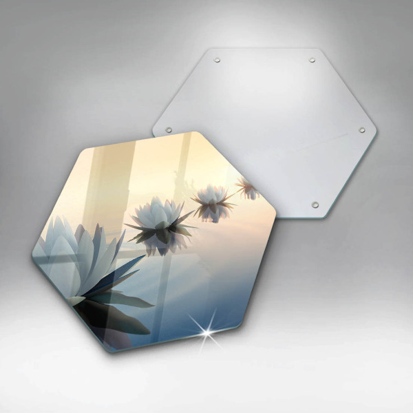 Tabla de cortar de vidrio Flores de lirio en el agua