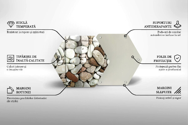 Tabla de cortar de vidrio Fondo de piedras pequeñas
