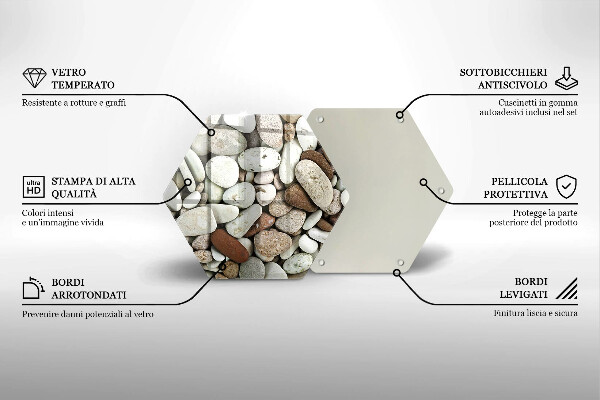 Tabla de cortar de vidrio Fondo de piedras pequeñas