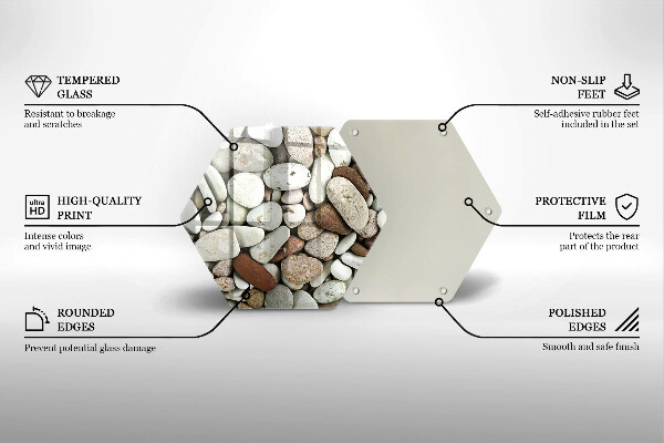 Tabla de cortar de vidrio Fondo de piedras pequeñas