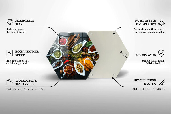 Tabla de cortar de vidrio Especias de cocina