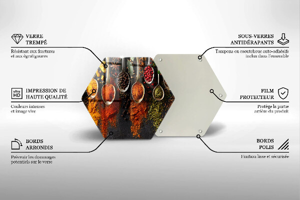 Tabla de cortar de vidrio Cucharas con especias