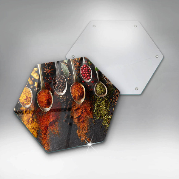 Tabla de cortar de vidrio Cucharas con especias