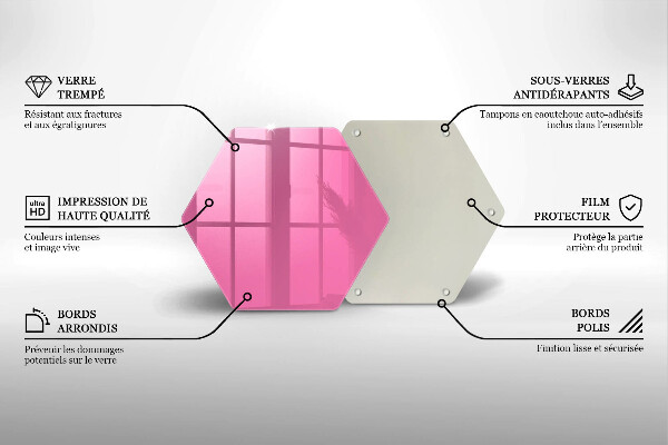 Tabla de cortar de vidrio Color rosa