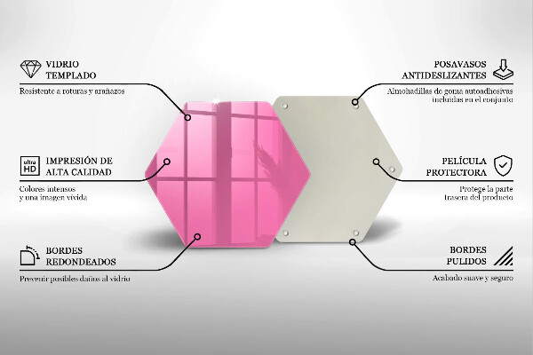 Tabla de cortar de vidrio Color rosa