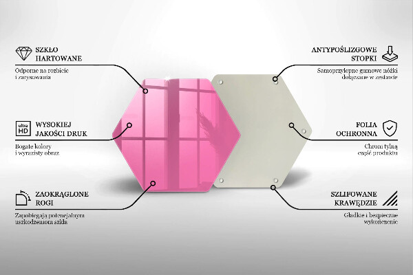 Tabla de cortar de vidrio Color rosa