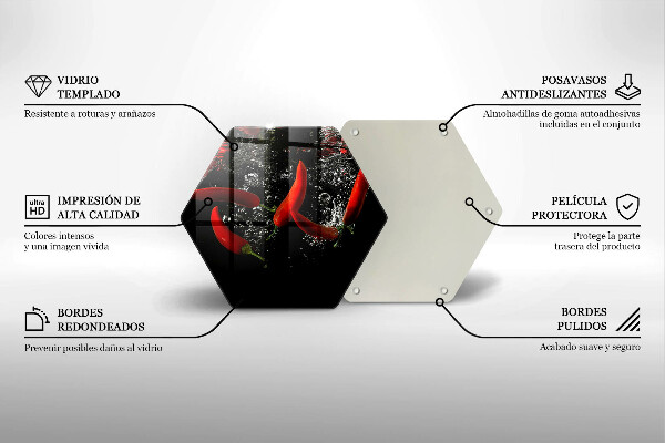 Tabla de cortar de vidrio Chiles en agua