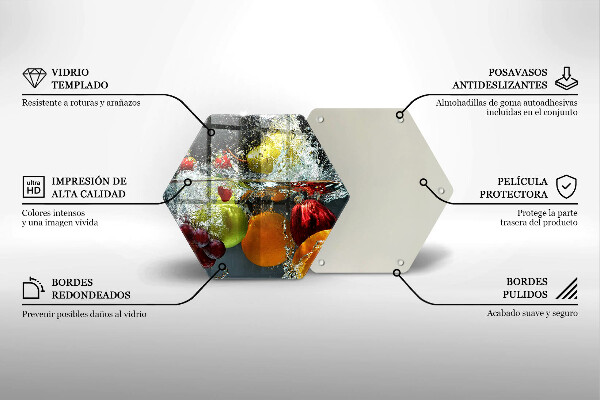 Tabla de cortar de vidrio Fruta jugosa en agua