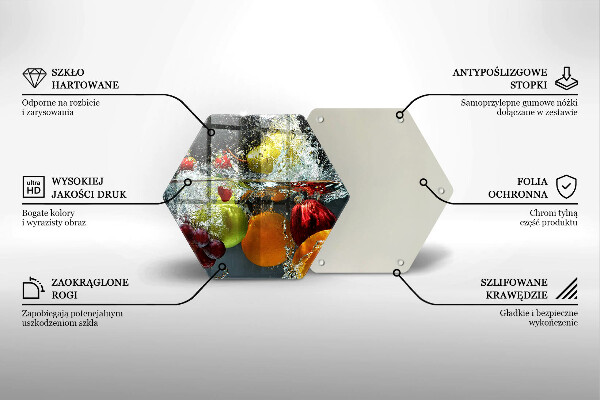 Tabla de cortar de vidrio Fruta jugosa en agua
