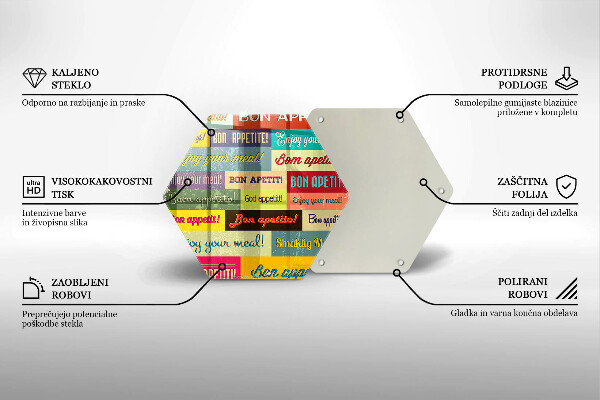 Tabla de cortar de vidrio Subtítulos buen provecho idiomas