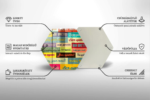 Tabla de cortar de vidrio Subtítulos buen provecho idiomas