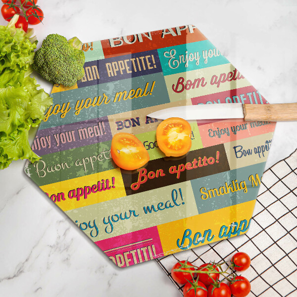 Tabla de cortar de vidrio Subtítulos buen provecho idiomas