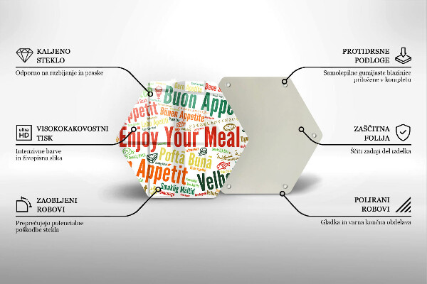 Tabla de cortar de vidrio Subtítulos buen provecho idiomas