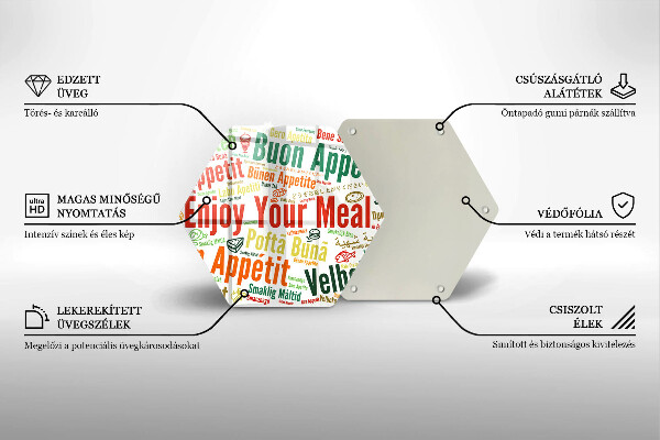 Tabla de cortar de vidrio Subtítulos buen provecho idiomas