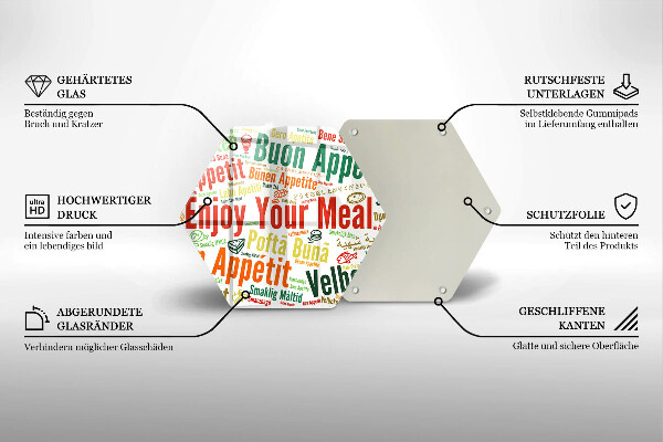 Tabla de cortar de vidrio Subtítulos buen provecho idiomas