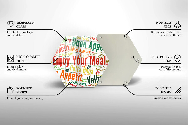 Tabla de cortar de vidrio Subtítulos buen provecho idiomas