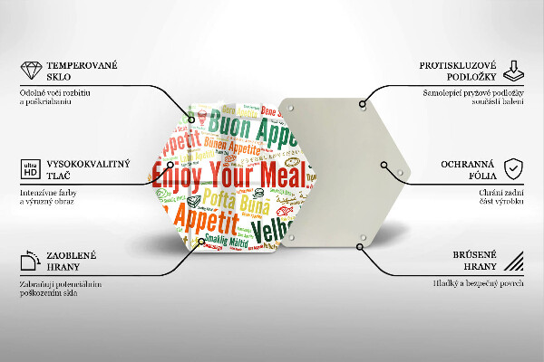 Tabla de cortar de vidrio Subtítulos buen provecho idiomas