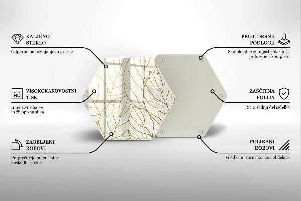 Tabla de cortar de vidrio Patrón de hojas de arte lineal