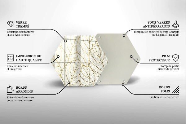 Tabla de cortar de vidrio Patrón de hojas de arte lineal