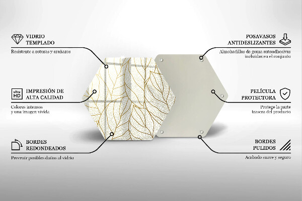 Tabla de cortar de vidrio Patrón de hojas de arte lineal
