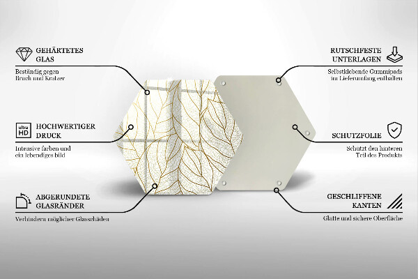 Tabla de cortar de vidrio Patrón de hojas de arte lineal