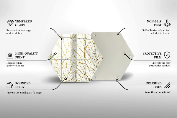 Tabla de cortar de vidrio Patrón de hojas de arte lineal