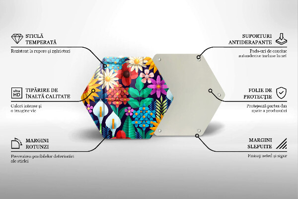 Tabla de cortar de vidrio Ilustración de prado de flores