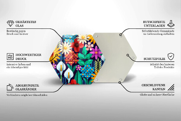 Tabla de cortar de vidrio Ilustración de prado de flores