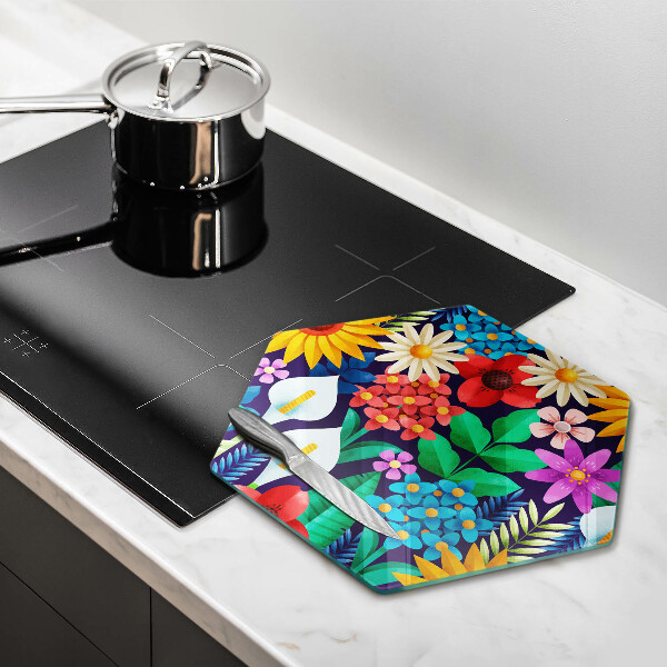 Tabla de cortar de vidrio Ilustración de prado de flores