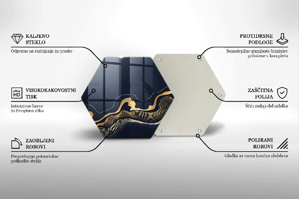 Tabla de cortar de vidrio Líneas doradas abstractas