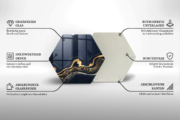 Tabla de cortar de vidrio Líneas doradas abstractas
