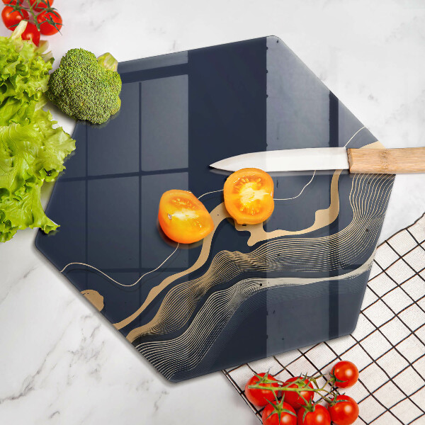 Tabla de cortar de vidrio Líneas doradas abstractas