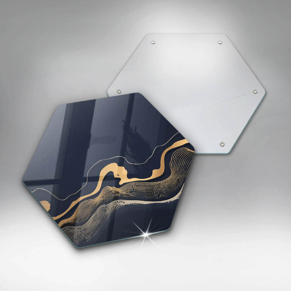 Tabla de cortar de vidrio Líneas doradas abstractas