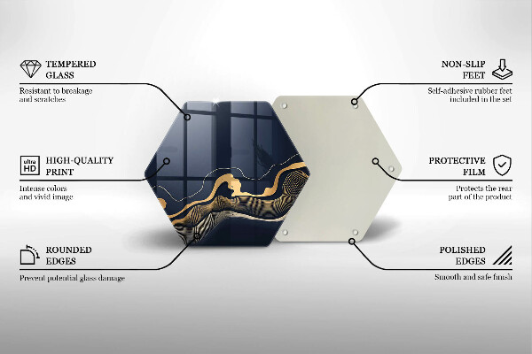 Tabla de cortar de vidrio Líneas doradas abstractas