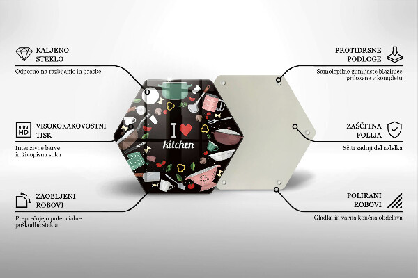 Tabla de cortar de vidrio Ilustración me encanta la cocina
