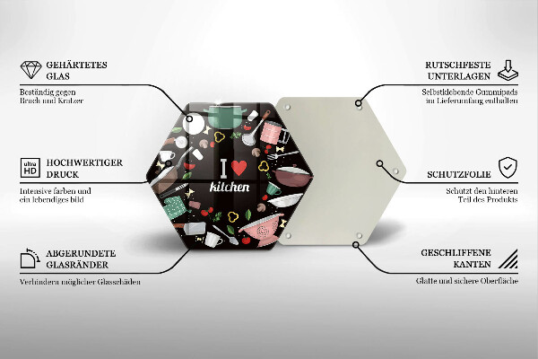 Tabla de cortar de vidrio Ilustración me encanta la cocina