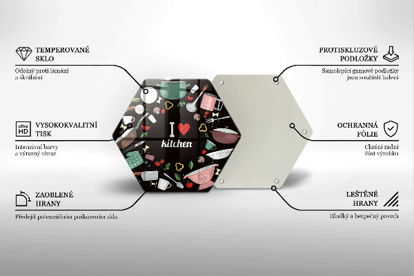 Tabla de cortar de vidrio Ilustración me encanta la cocina