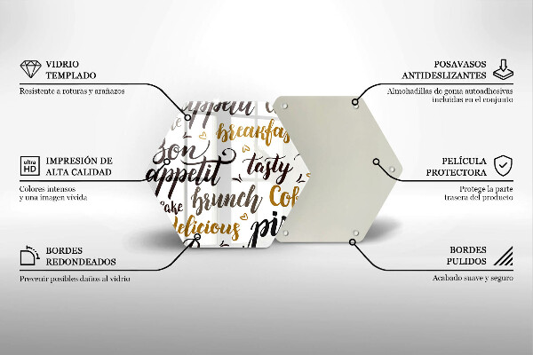 Tabla de cortar de vidrio Buen provecho subtítulos