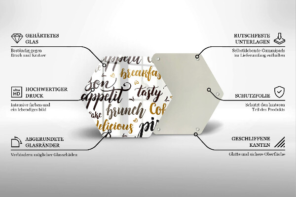 Tabla de cortar de vidrio Buen provecho subtítulos