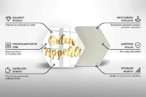 Tabla de cortar de vidrio La inscripción guten appetit!