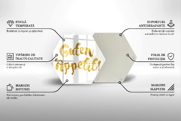 Tabla de cortar de vidrio La inscripción guten appetit!