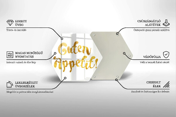 Tabla de cortar de vidrio La inscripción guten appetit!