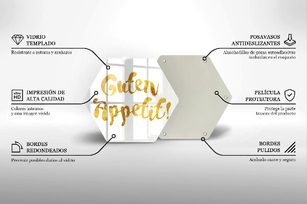 Tabla de cortar de vidrio La inscripción guten appetit!