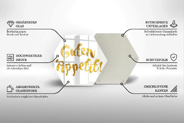 Tabla de cortar de vidrio La inscripción guten appetit!