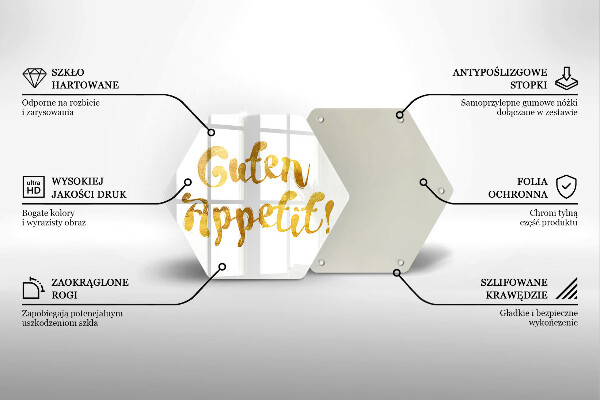 Tabla de cortar de vidrio La inscripción guten appetit!