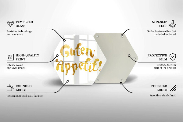 Tabla de cortar de vidrio La inscripción guten appetit!